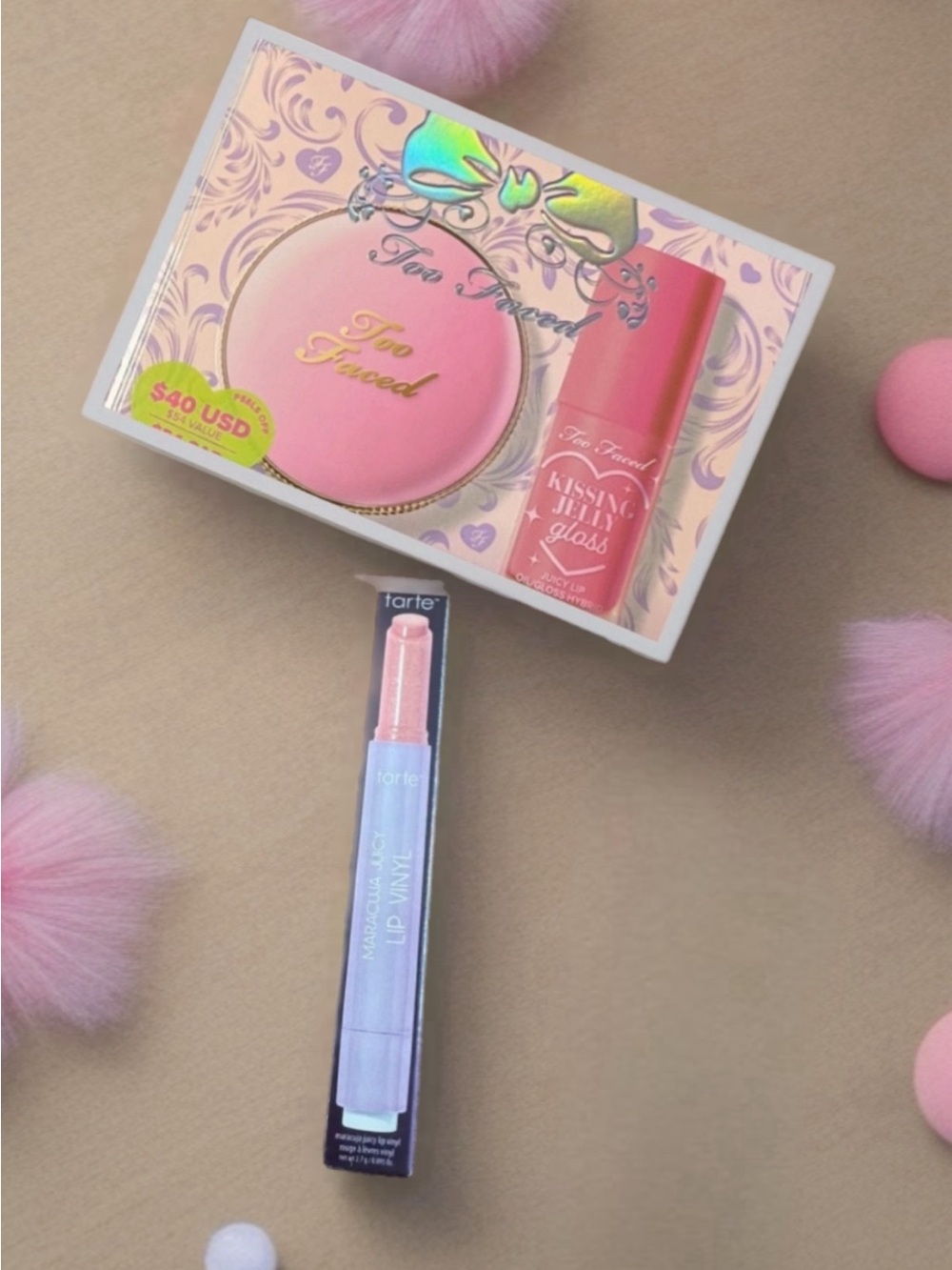 Too Faced CloudCrush Blush and Kissing Jelly Lip Gloss + TARTE Maracuja Gloss